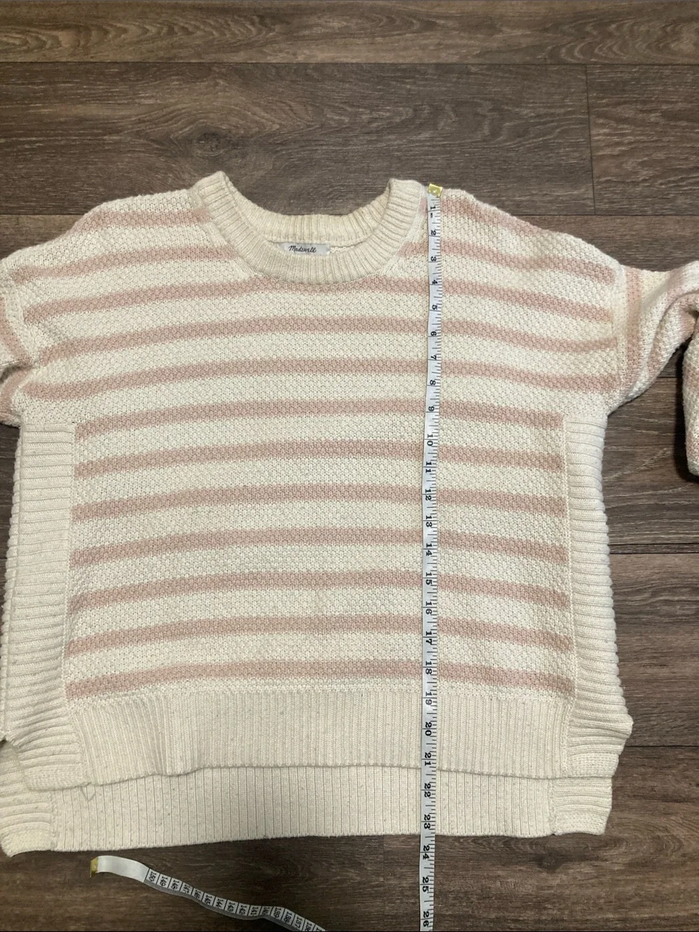 Madewell Cream and Blush Striped Crewneck Sweater size small - Picture 8 of 10